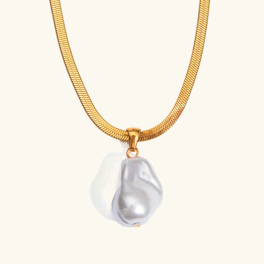 [Royal&Vicky]Glorietta Herringbone Pearl Necklace