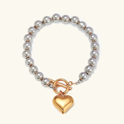 [Royal&Vicky]アリシア チャンキービーズ ハートブレスレット