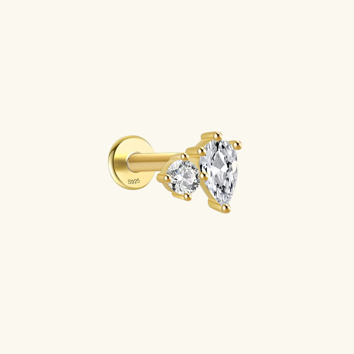 [Royal&Vicky]Kate Diamant-Ohrstecker mit flacher Rückseite