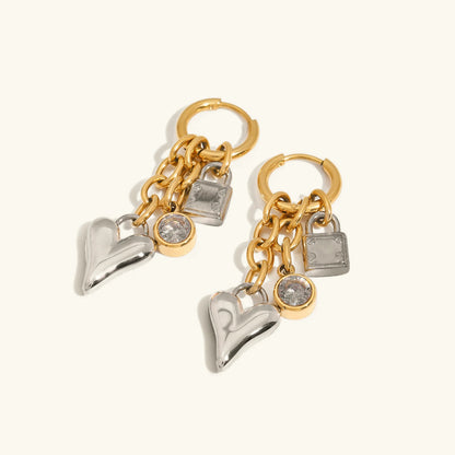 [Royal&Vicky]サラ ハート＆ロック ゴールドピアス