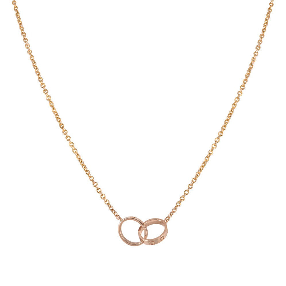 [ROYAL]LOVE NECKLACE DOUBLE RING PINK GOLD