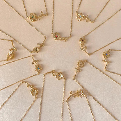 [Royal&Vicky]Maribelle Birth Flower Gold Necklace
