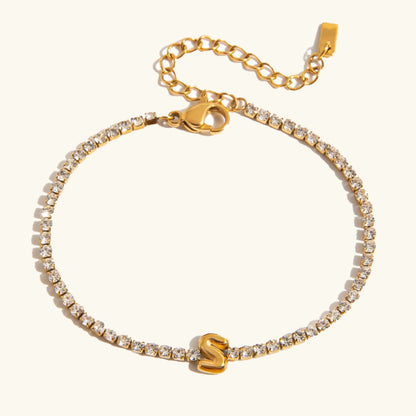 [Royal&Vicky]Avaria Bubble Letter Tennis Bracelet