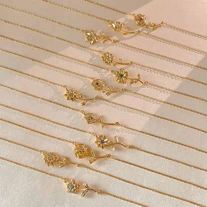 [Royal&Vicky]Maribelle Birth Flower Gold Necklace