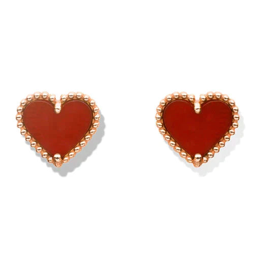 [ROYAL]HEART CARNELIAN STUD EARRINGS