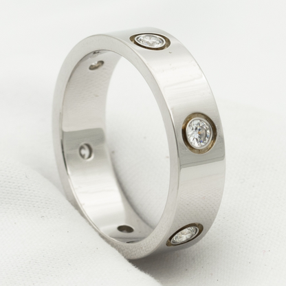 [LUXE]LIEBESRING 5,5 MM 6 DIAMANTEN SILBER