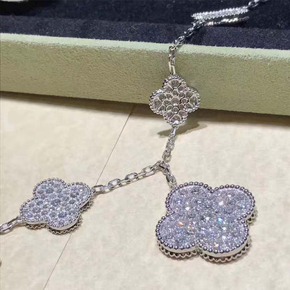 [ROYAL]CLOVER 6 MOTIFS SILVER DIAMOND BRACELET