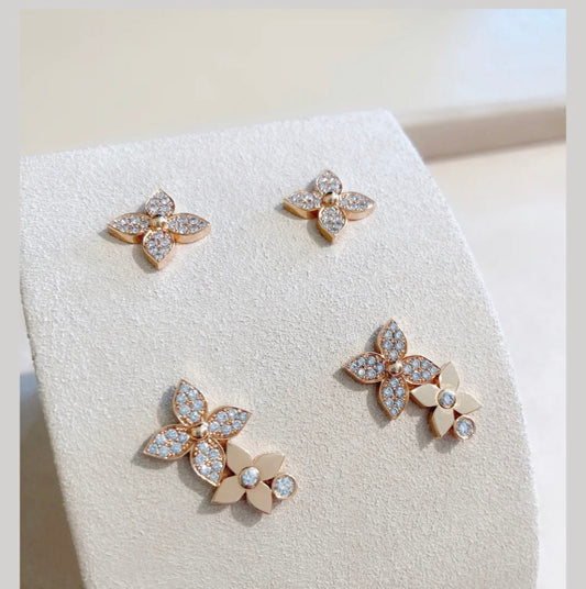 [LUXE]STAR BLOSSOM OHRSTECKER ROTGOLD DIAMANTEN