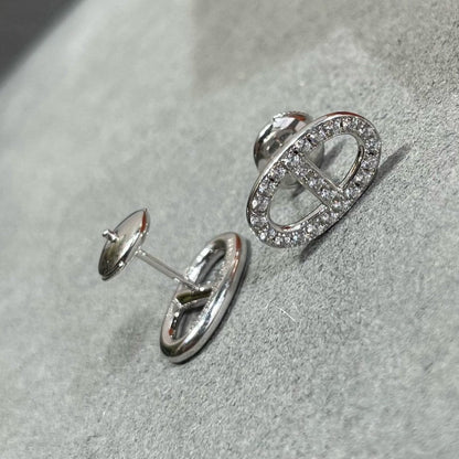 [ROYAL]HM FULL DIAMOND PIG NOSE STUD EARRINGS