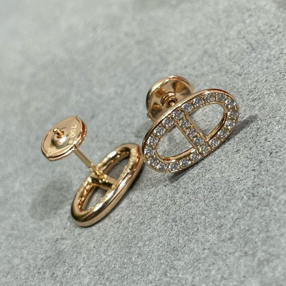 [ROYAL]HM FULL DIAMOND PIG NOSE STUD EARRINGS