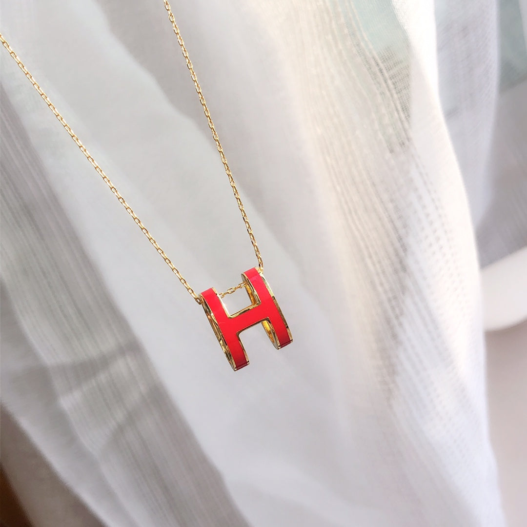 [ROYAL]HM CLIC RED ENAMEL GOLD NECKLACE