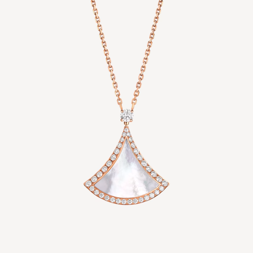 [ROYAL]DREAM MOP DIAMOND PAVED PINK GOLD NECKLACE