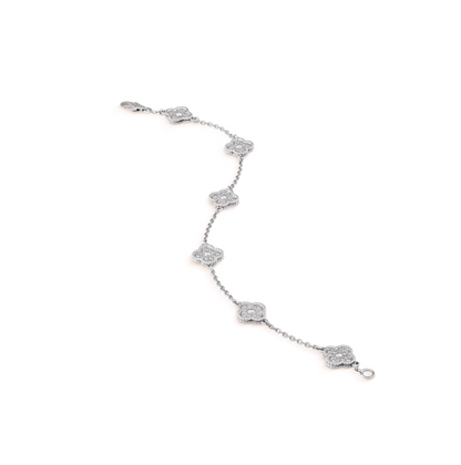 [ROYAL]CLOVER 6 MOTIF SILVER DIAMOND BRACELET