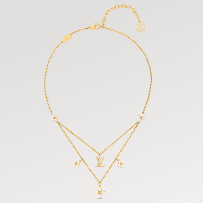 [ROYAL]LV FLOWERGRAM GOLD MOP DOUBLE ROW NECKLACE