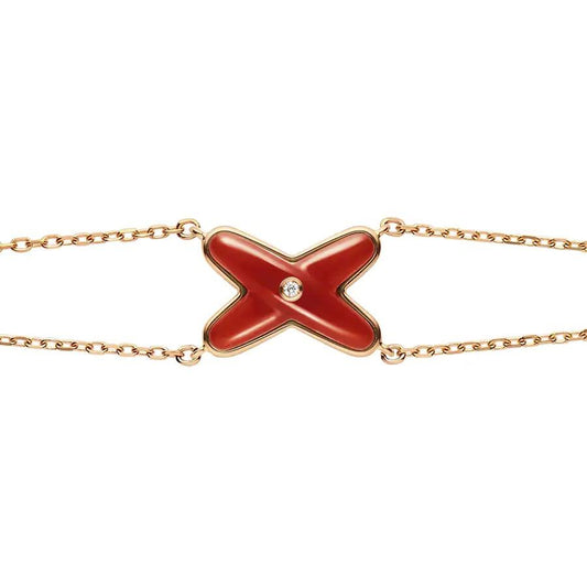 [ROYAL]JEUX BRACELET CARNELIAN PINK GOLD 1 DIAMOND