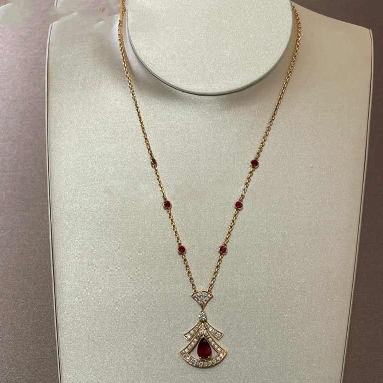 [ROYAL]DREAM NECKLACE CARNELIAN DIAMOND PINK GOLD