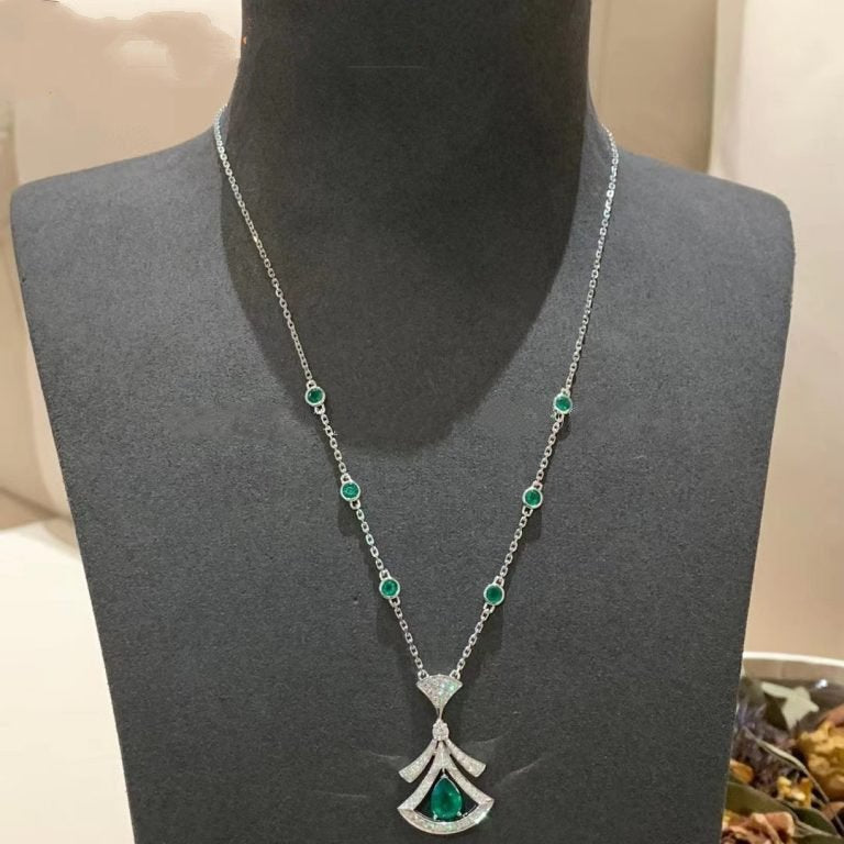 [ROYAL]DREAM NECKLACE MALACHITE DIAMOND SILVER