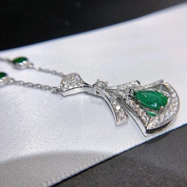 [ROYAL]DREAM NECKLACE MALACHITE DIAMOND SILVER