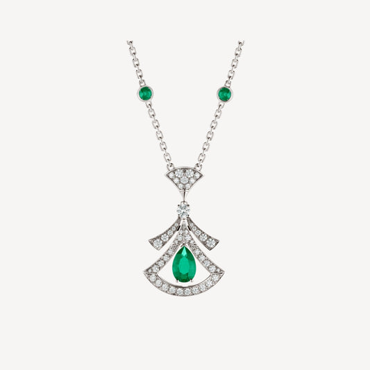 [ROYAL]DREAM NECKLACE MALACHITE DIAMOND SILVER