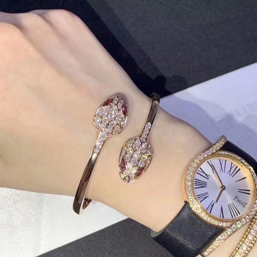 [ROYAL]SERPENTI BRACELET PINK GOLD DIAMOND DOUBLE SNAKE