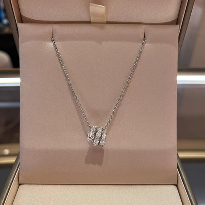 [ROYAL]SERPENTI SILVER NECKLACE DOUBLE RING DIAMOND