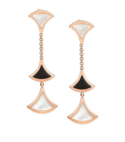 [ROYAL]DREAM EARRINGS 3 MOTIFS ONYX MOP PINK GOLD