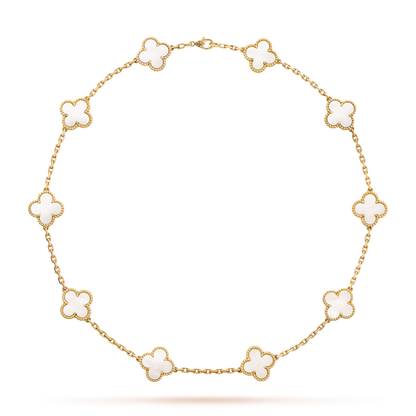 [Royal&Vicky]CLOVER 10 MOTIFS WHITE MOTHER OF PEARL NECKLACE