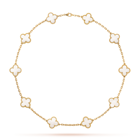 [Royal&Vicky]CLOVER 10 MOTIFS WHITE MOTHER OF PEARL NECKLACE