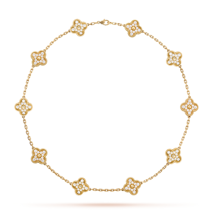 [Royal&Vicky]CLOVER 10 MOTIFS DIAMOND NECKLACE