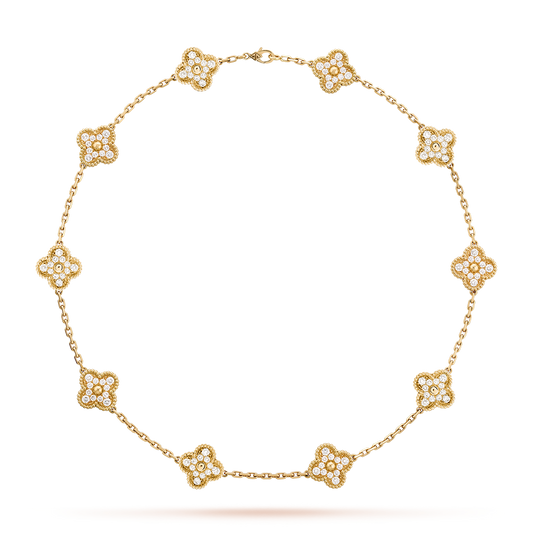 [Royal&Vicky]CLOVER 10 MOTIFS DIAMOND NECKLACE