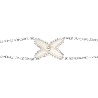 [LUXE]JEUX ARMBAND WEISSES MOP SILBER 1 DIAMANT