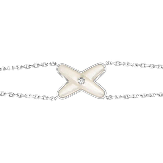 [LUXE]JEUX ARMBAND WEISSES MOP SILBER 1 DIAMANT