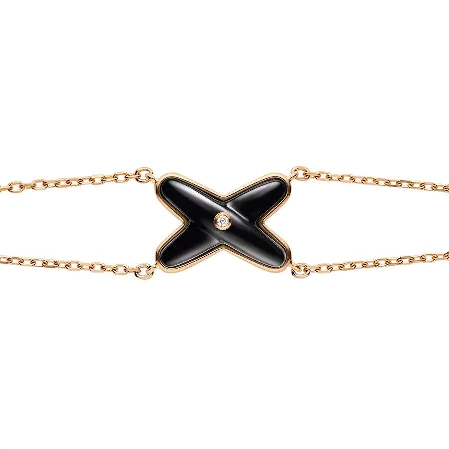 [LUXE]JEUX ARMBAND ONYX ROSGOLD 1 DIAMANT