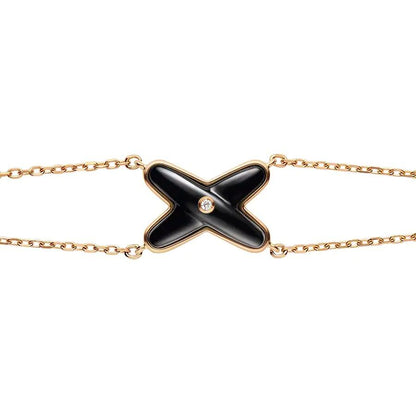 [LUXE]JEUX ARMBAND ONYX ROSGOLD 1 DIAMANT