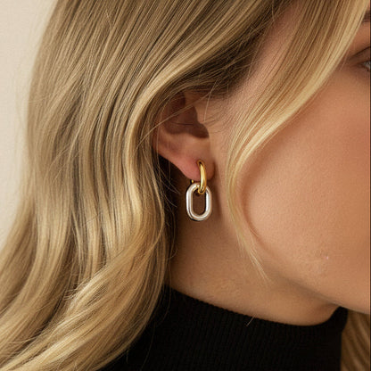 [Royal&Vicky]Pippa Two Tone Double Hoops