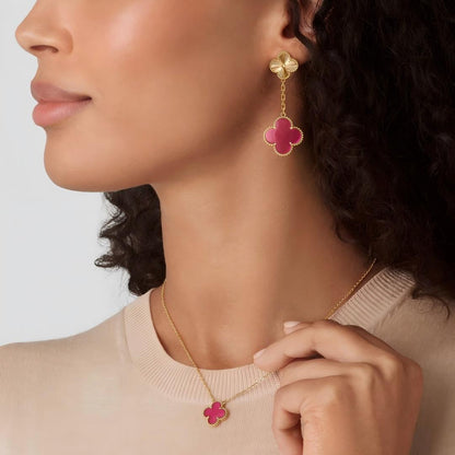 [Royal&Vicky] NEW CLOVER 15MM PINK ENAMEL NECKLACE