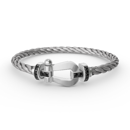 [ROYAL]FORCE LARGE HORSESHOE BLACK DIAMOND BRACELET SILVER