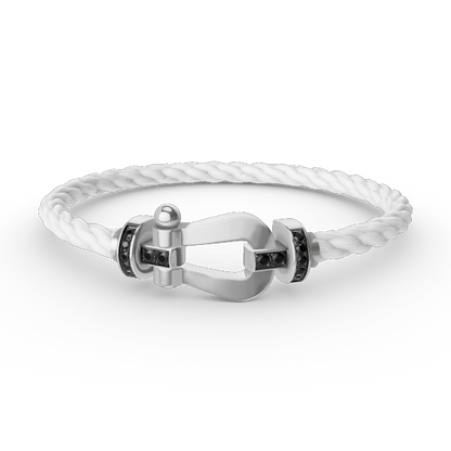 [ROYAL]FORCE LARGE HORSESHOE BLACK DIAMOND BRACELET SILVER