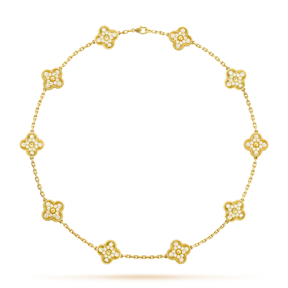 [Royal&Vicky]CLOVER 10 MOTIFS DIAMOND NECKLACE
