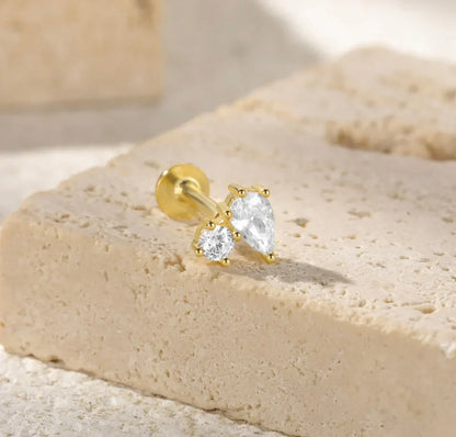 [Royal&Vicky]Kate Diamant-Ohrstecker mit flacher Rückseite