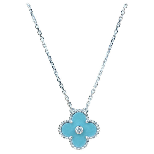 [Royal&Vicky]CLOVER 15MM DIAMOND SVRES PORCELAIN  NECKLACE SILVER