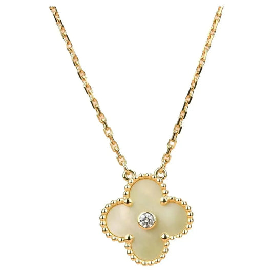 [ROYAL]CLOVER 15MM DIAMOND GOLD MOTHER OF PEARL NECKLACE