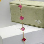 [Royal&Vicky]NEW CLOVER 5 MOTIFS PINK ENAMEL BRACELET