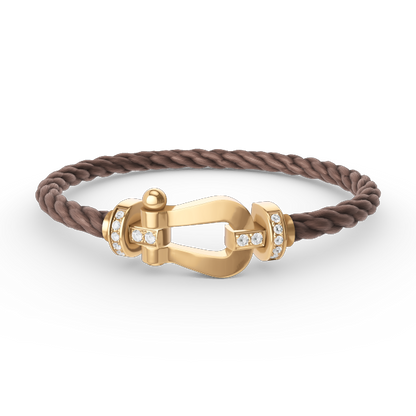 [ROYAL]FORCE LARGE HORSESHOE HALF DIAMOND BRACELET GOLD