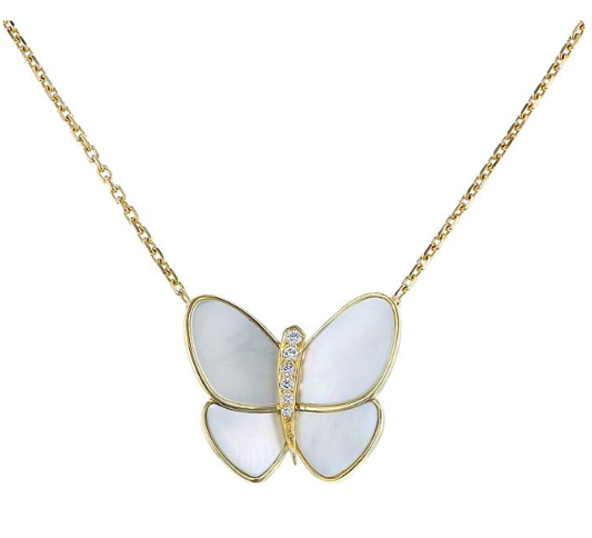 [ROYAL]BUTTERFLY GOLD MOP DIAMOND NECKLACE