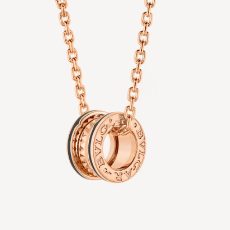 [ROYAL]ZERO 1 ROCK PEDANT PINK GOLD BLACK NECKLACE