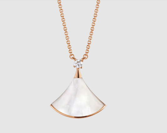 [ROYAL]DREAM NECKLACE WHITE MOP PINK GOLD 1 DIAMOND