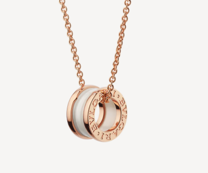 [ROYAL]ZERO 1 WHITE CERAMIC PINK GOLD NECKLACE