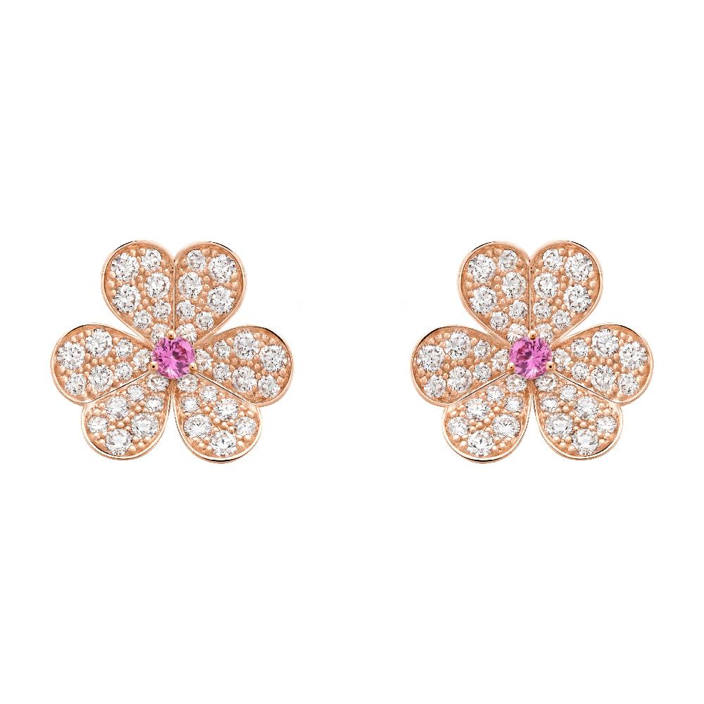 [ROYAL]FRIVOLE PINK GOLD FLOWER DIAMOND EARRINGS