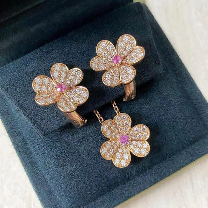 [LUXE]FRIVOLE ROTGOLD-OHRRINGE MIT DIAMANTEN UND BLUMEN